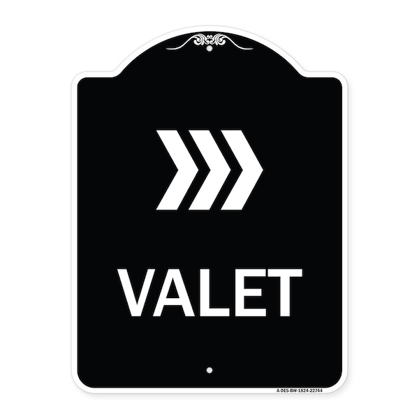 Valet Right Arrow Heavy-Gauge Aluminum Architectural Sign, 24" x 18", BW-1824-22744